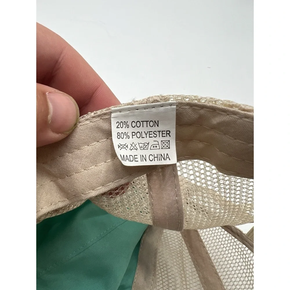 Distressed Ponytail Trucker Hat Criss Cross Messy Bun Mint Green Tan Mesh Cap